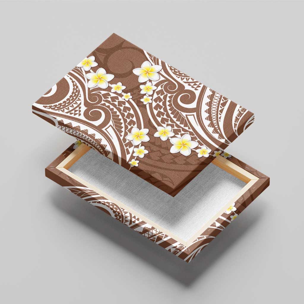 Plumeria With Brown Polynesian Tattoo Pattern Canvas Wall Art LT05 - Polynesian Pride