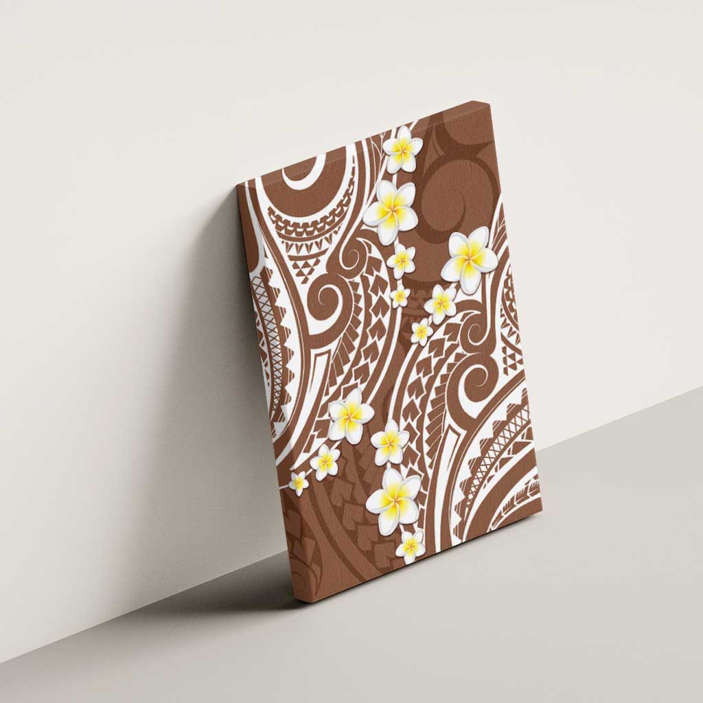 Plumeria With Brown Polynesian Tattoo Pattern Canvas Wall Art LT05 - Polynesian Pride
