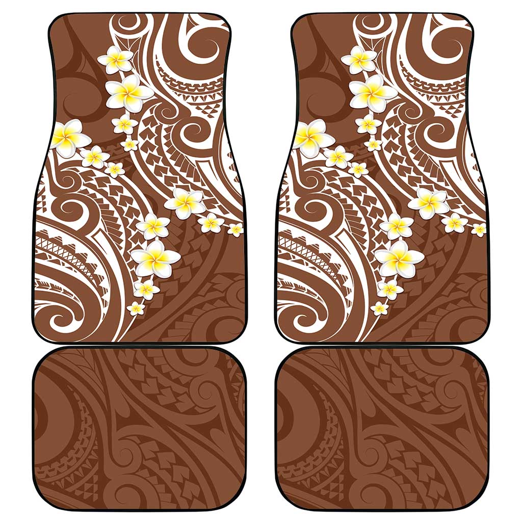 Plumeria With Brown Polynesian Tattoo Pattern Car Mats LT05 - Polynesian Pride