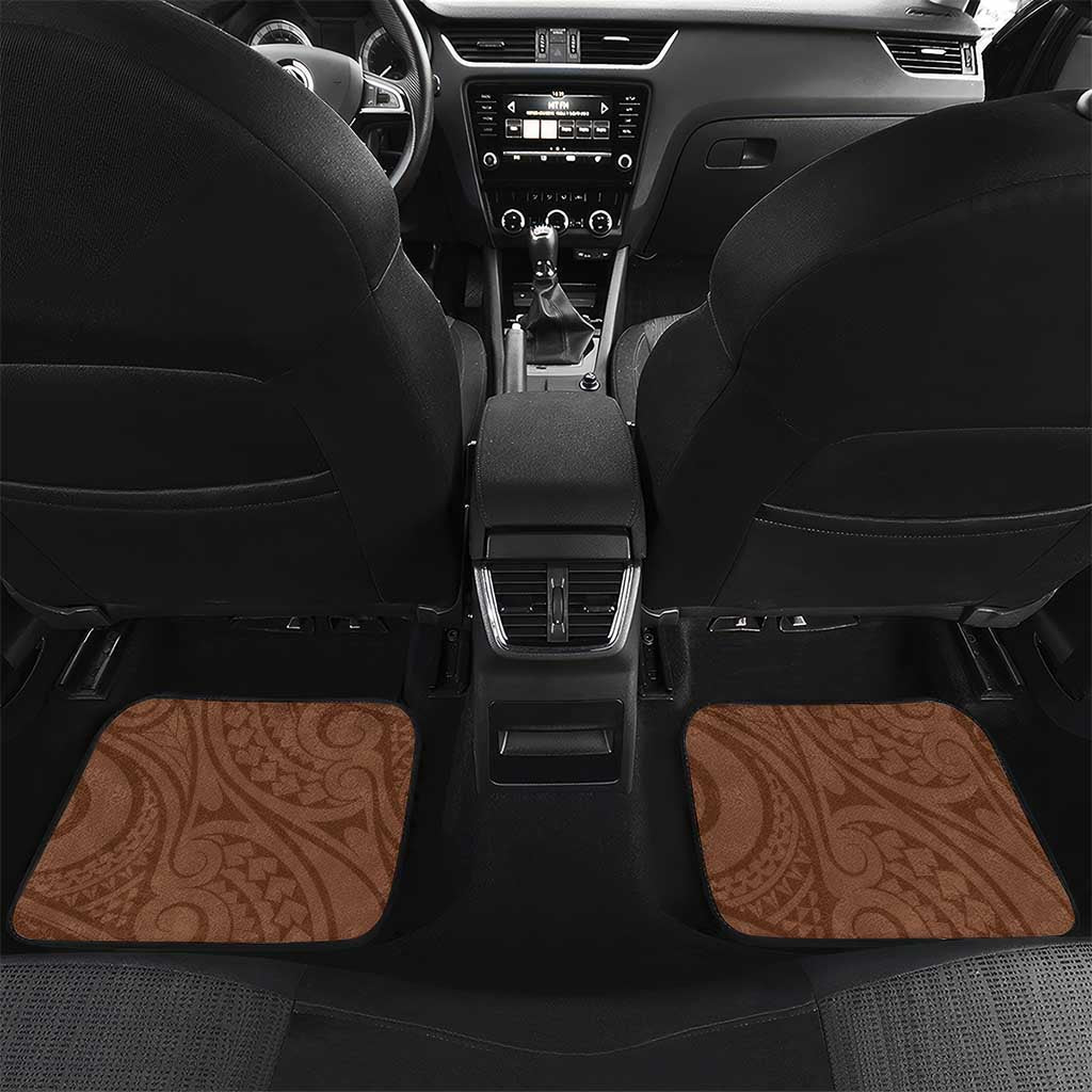 Plumeria With Brown Polynesian Tattoo Pattern Car Mats LT05 Set 2pcs - Back Brown - Polynesian Pride