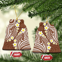 Plumeria With Brown Polynesian Tattoo Pattern Ceramic Ornament LT05 Bell Flake Brown - Polynesian Pride