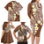 Plumeria With Brown Polynesian Tattoo Pattern Family Matching Long Sleeve Bodycon Dress and Hawaiian Shirt