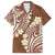 Plumeria With Brown Polynesian Tattoo Pattern Family Matching Long Sleeve Bodycon Dress and Hawaiian Shirt