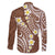 Plumeria With Brown Polynesian Tattoo Pattern Family Matching Long Sleeve Bodycon Dress and Hawaiian Shirt