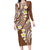 Plumeria With Brown Polynesian Tattoo Pattern Family Matching Long Sleeve Bodycon Dress and Hawaiian Shirt