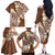 Plumeria With Brown Polynesian Tattoo Pattern Family Matching Off The Shoulder Long Sleeve Dress and Hawaiian Shirt