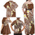 Plumeria With Brown Polynesian Tattoo Pattern Family Matching Off Shoulder Maxi Dress and Hawaiian Shirt