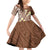 Plumeria With Brown Polynesian Tattoo Pattern Family Matching Off Shoulder Short Dress and Hawaiian Shirt