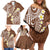 Plumeria With Brown Polynesian Tattoo Pattern Family Matching Off Shoulder Short Dress and Hawaiian Shirt