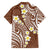 Plumeria With Brown Polynesian Tattoo Pattern Family Matching Off Shoulder Short Dress and Hawaiian Shirt