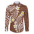 Plumeria With Brown Polynesian Tattoo Pattern Family Matching Off Shoulder Short Dress and Hawaiian Shirt