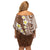 Plumeria With Brown Polynesian Tattoo Pattern Family Matching Off Shoulder Short Dress and Hawaiian Shirt