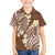 Plumeria With Brown Polynesian Tattoo Pattern Family Matching Off Shoulder Short Dress and Hawaiian Shirt