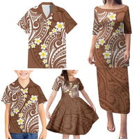 Plumeria With Brown Polynesian Tattoo Pattern Family Matching Puletasi and Hawaiian Shirt LT05 - Polynesian Pride