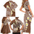 Plumeria With Brown Polynesian Tattoo Pattern Family Matching Short Sleeve Bodycon Dress and Hawaiian Shirt