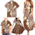 Plumeria With Brown Polynesian Tattoo Pattern Family Matching Summer Maxi Dress and Hawaiian Shirt