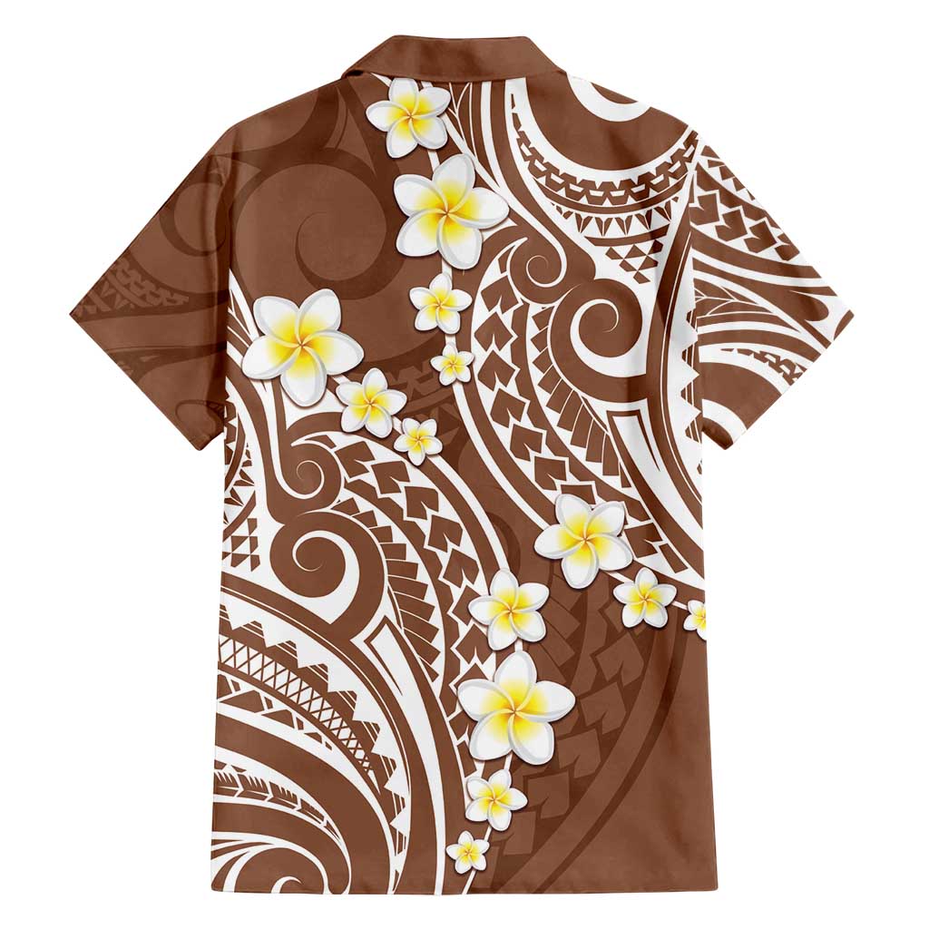 Plumeria With Brown Polynesian Tattoo Pattern Family Matching Tank Maxi Dress and Hawaiian Shirt LT05 - Polynesian Pride