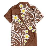 Plumeria With Brown Polynesian Tattoo Pattern Family Matching Tank Maxi Dress and Hawaiian Shirt LT05 - Polynesian Pride