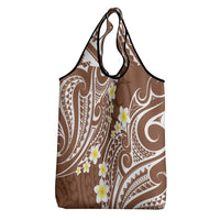 Plumeria With Brown Polynesian Tattoo Pattern Grocery Bag LT05 - Polynesian Pride