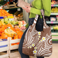 Plumeria With Brown Polynesian Tattoo Pattern Grocery Bag LT05 - Polynesian Pride