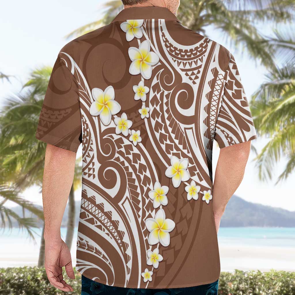 Plumeria With Brown Polynesian Tattoo Pattern Hawaiian Shirt LT05 - Polynesian Pride