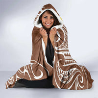 Plumeria With Brown Polynesian Tattoo Pattern Hooded Blanket LT05 - Polynesian Pride