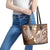 Plumeria With Brown Polynesian Tattoo Pattern Leather Tote Bag