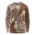 Plumeria With Brown Polynesian Tattoo Pattern Long Sleeve Shirt