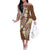 Plumeria With Brown Polynesian Tattoo Pattern Off The Shoulder Long Sleeve Dress