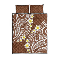 Plumeria With Brown Polynesian Tattoo Pattern Quilt Bed Set LT05 - Polynesian Pride