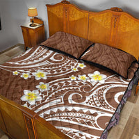 Plumeria With Brown Polynesian Tattoo Pattern Quilt Bed Set LT05 - Polynesian Pride