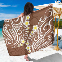 Plumeria With Brown Polynesian Tattoo Pattern Sarong