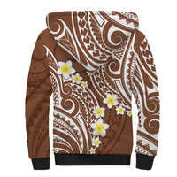 Plumeria With Brown Polynesian Tattoo Pattern Sherpa Hoodie LT05 - Polynesian Pride