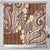 Plumeria With Brown Polynesian Tattoo Pattern Shower Curtain