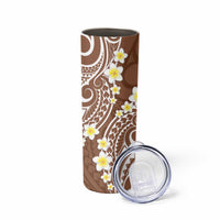 Plumeria With Brown Polynesian Tattoo Pattern Skinny Tumbler LT05 - Polynesian Pride