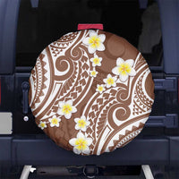 Plumeria With Brown Polynesian Tattoo Pattern Spare Tire Cover LT05 - Polynesian Pride