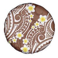 Plumeria With Brown Polynesian Tattoo Pattern Spare Tire Cover LT05 - Polynesian Pride