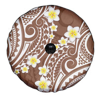 Plumeria With Brown Polynesian Tattoo Pattern Spare Tire Cover LT05 - Polynesian Pride