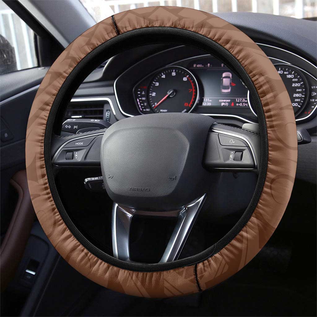 Plumeria With Brown Polynesian Tattoo Pattern Steering Wheel Cover LT05 - Polynesian Pride