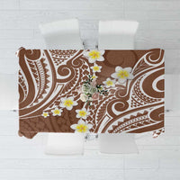Plumeria With Brown Polynesian Tattoo Pattern Tablecloth LT05 Brown - Polynesian Pride