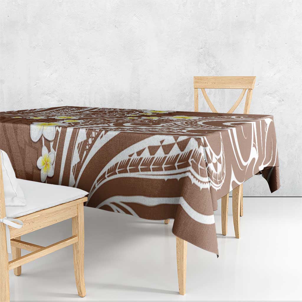 Plumeria With Brown Polynesian Tattoo Pattern Tablecloth LT05 - Polynesian Pride