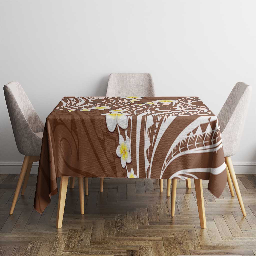 Plumeria With Brown Polynesian Tattoo Pattern Tablecloth LT05 - Polynesian Pride