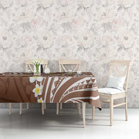 Plumeria With Brown Polynesian Tattoo Pattern Tablecloth LT05 - Polynesian Pride