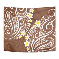 Plumeria With Brown Polynesian Tattoo Pattern Tapestry