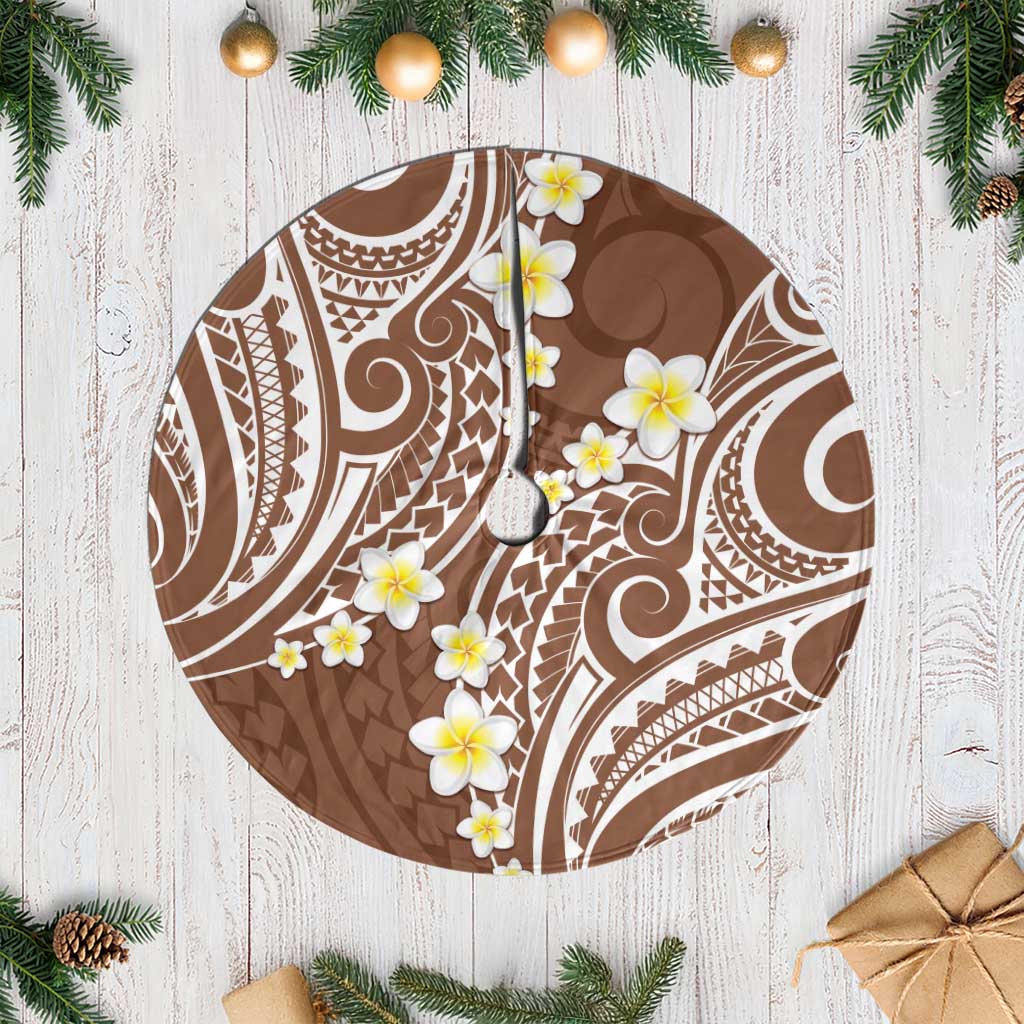 Plumeria With Brown Polynesian Tattoo Pattern Tree Skirt