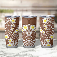 Plumeria With Brown Polynesian Tattoo Pattern Tumbler Cup LT05 - Polynesian Pride