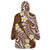 Plumeria With Brown Polynesian Tattoo Pattern Wearable Blanket Hoodie