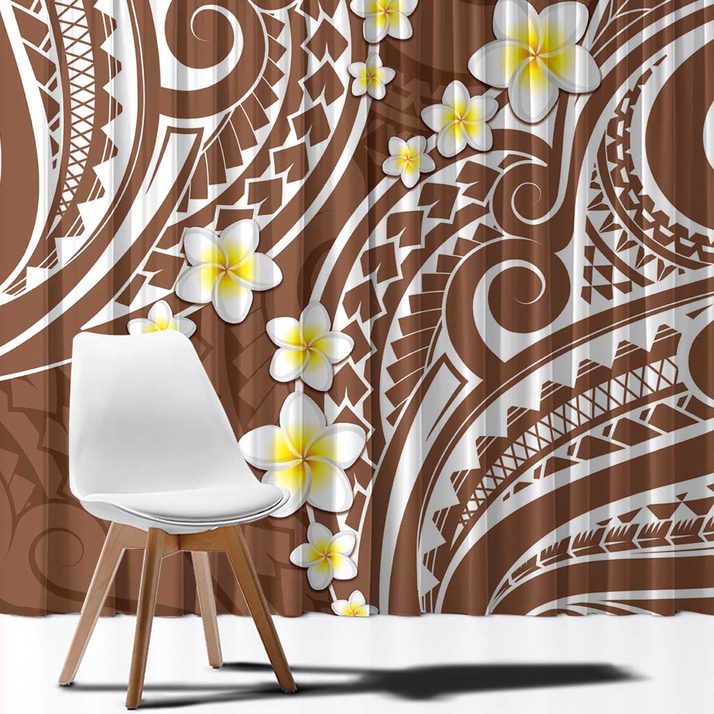 Plumeria With Brown Polynesian Tattoo Pattern Window Curtain LT05 - Polynesian Pride