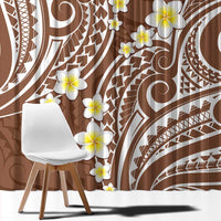 Plumeria With Brown Polynesian Tattoo Pattern Window Curtain LT05 - Polynesian Pride