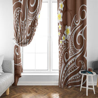 Plumeria With Brown Polynesian Tattoo Pattern Window Curtain LT05 - Polynesian Pride